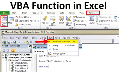 To do this, head to the Developer tab and click the Visual Basic button If you dont see the Developer tab, go to File > Options > Customize Ribbon and make sure that the developer tab is checked in the right pane. . How to input vba in excel